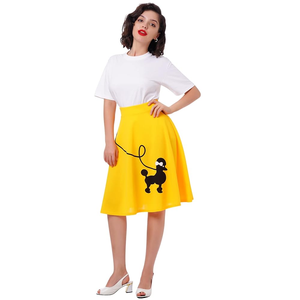Amazon.com: Yellow Poodle Skirts for Women 50s Vintage Skirt
